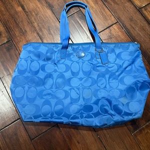Coach getaway signature blue nylon packable weekender bag